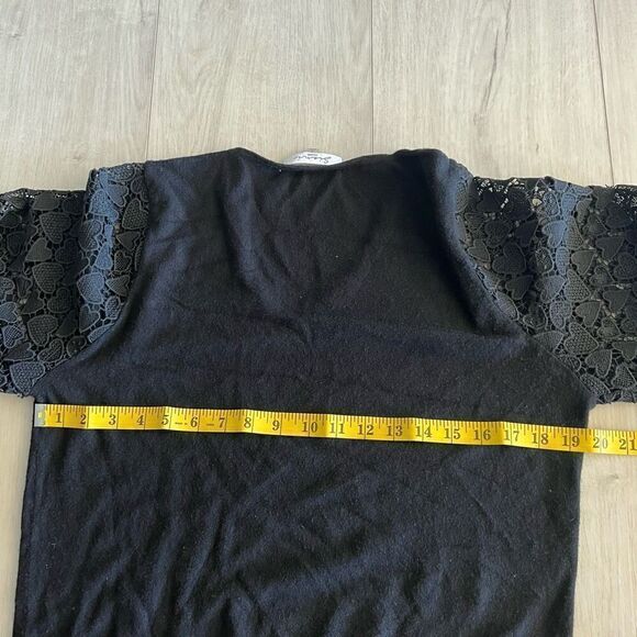 Sioni Milano Black Lace Long Sleeve Top Size L - Picture 4 of 6